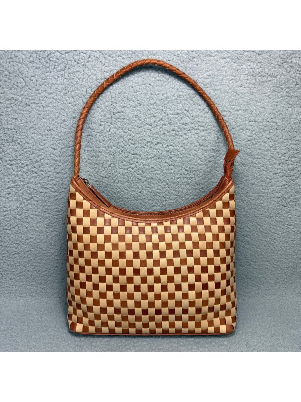Bembien Marni Bag Large Brown Sienna Check Woven Leather Shoulder Purse Handbag